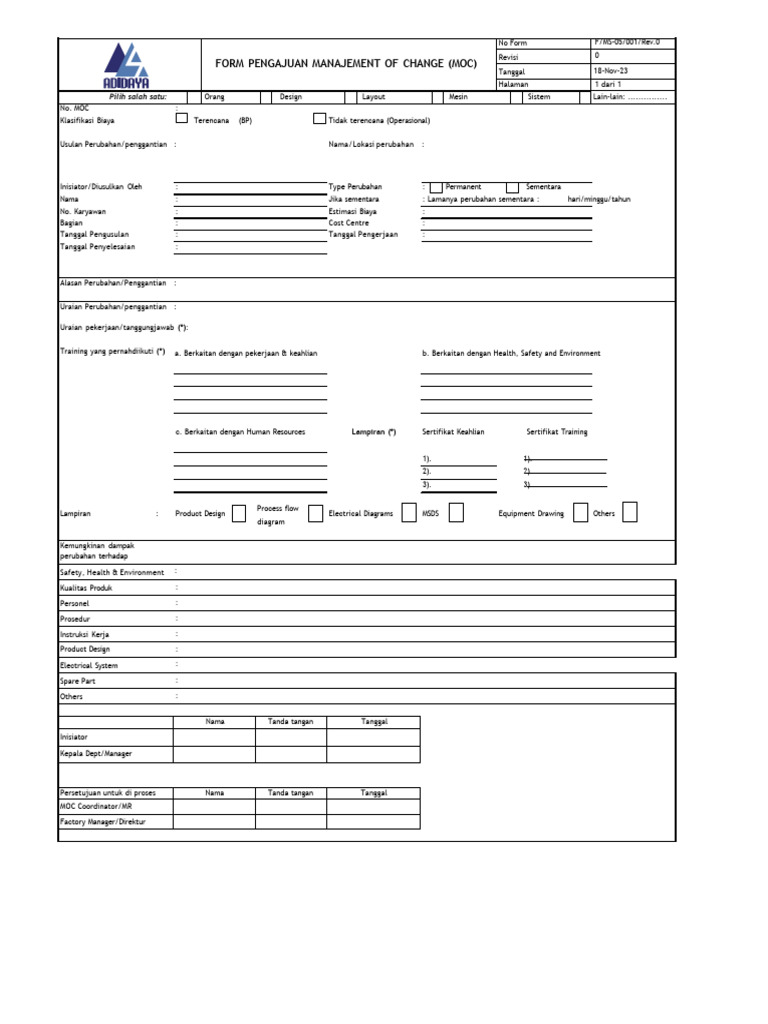 Form - Pengajuan MOC - AAS | PDF