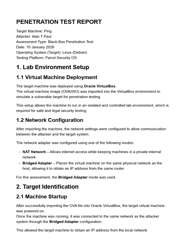 Penetration Test Report | PDF | Port (Computer Networking) | World Wide Web