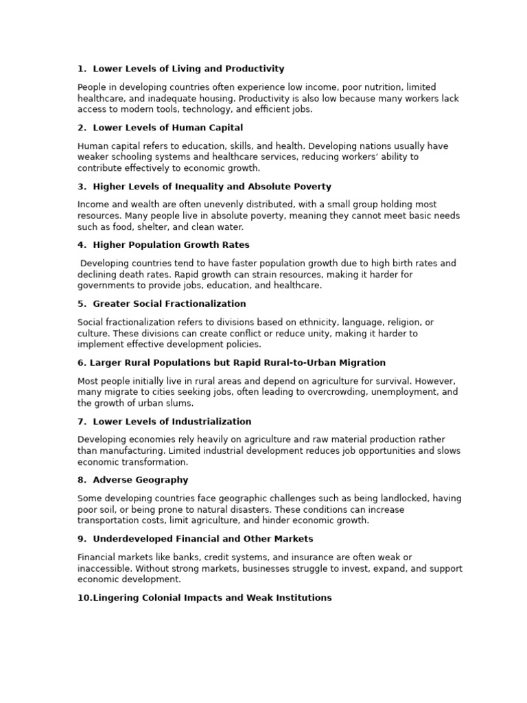 Characteristics | PDF | Developing Country | Economic Growth