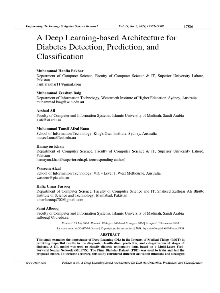 A Deep Learning-Based Architecture For Diabetes de | PDF | Machine ...