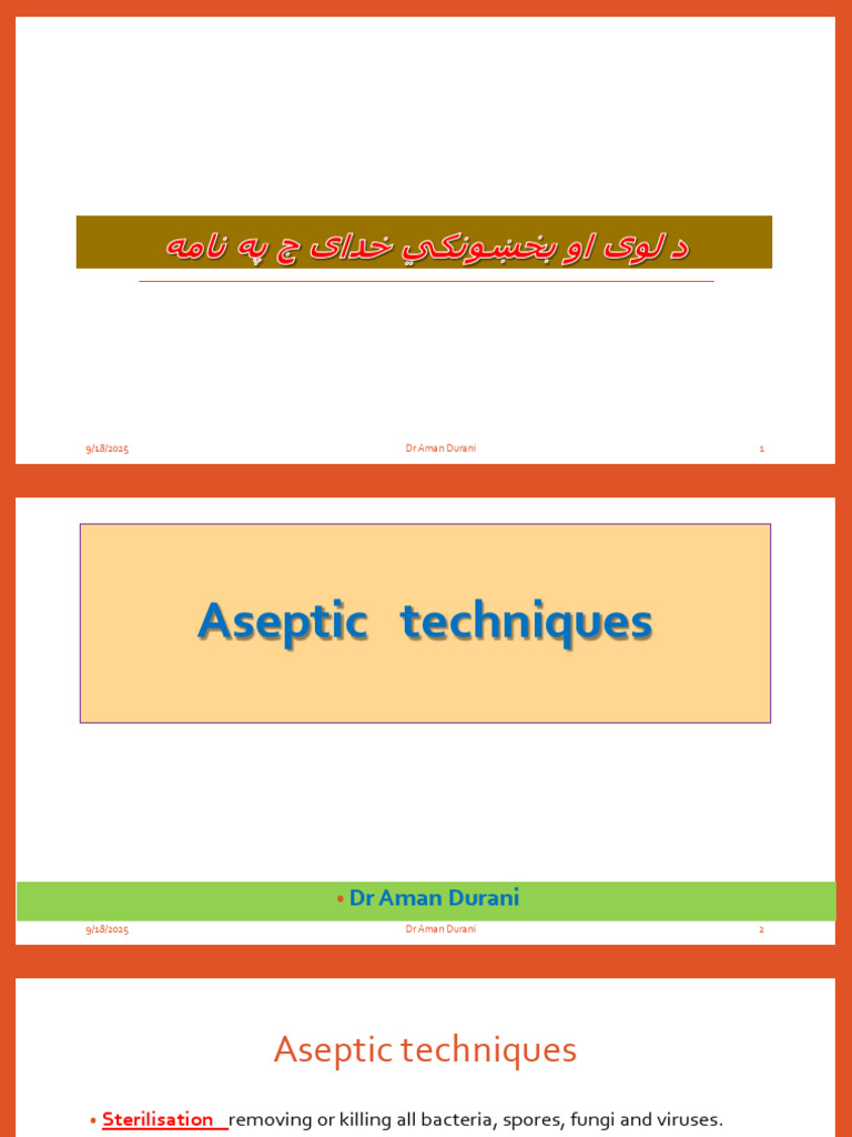 Aseptic Techniques | PDF | Sterilization (Microbiology) | Bacteria