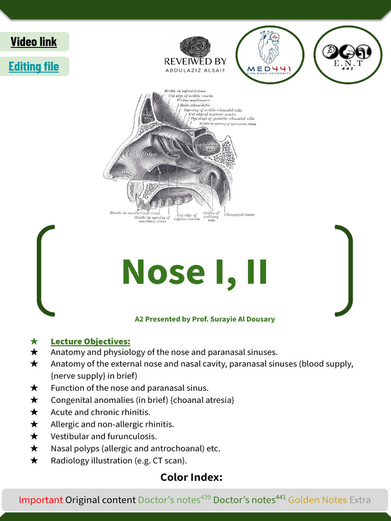 11&12) Nose I & II Injury To The Nose and Anatomy | PDF | Human Nose ...