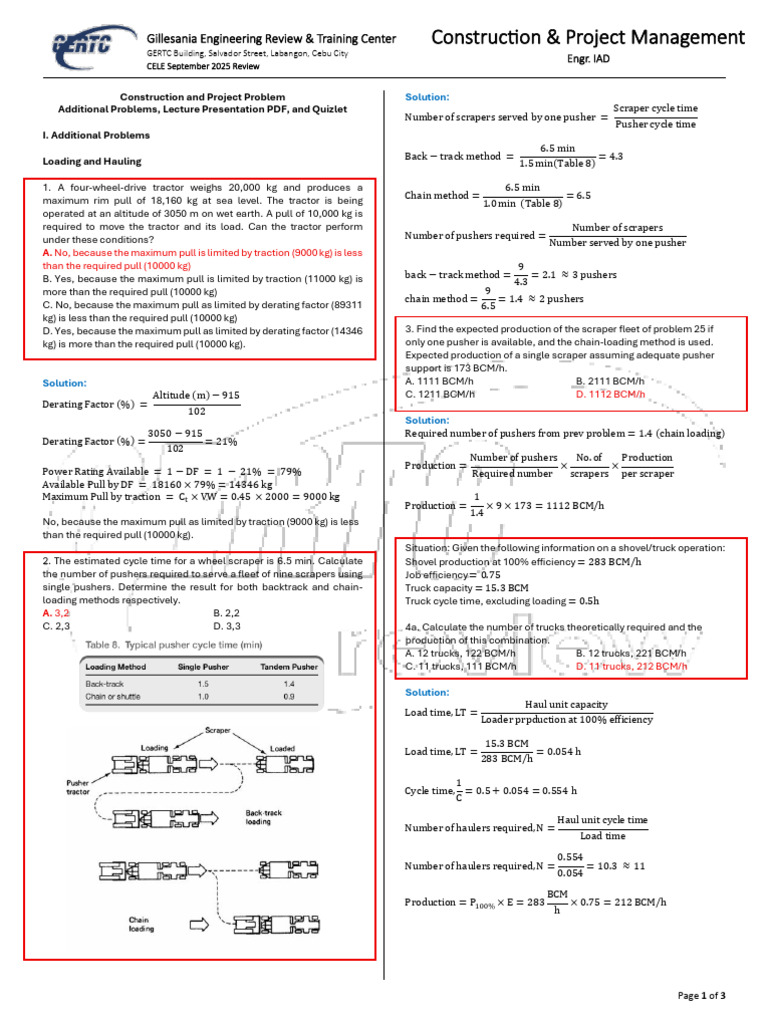 Construction Management Handouts & Practice Problems F | PDF