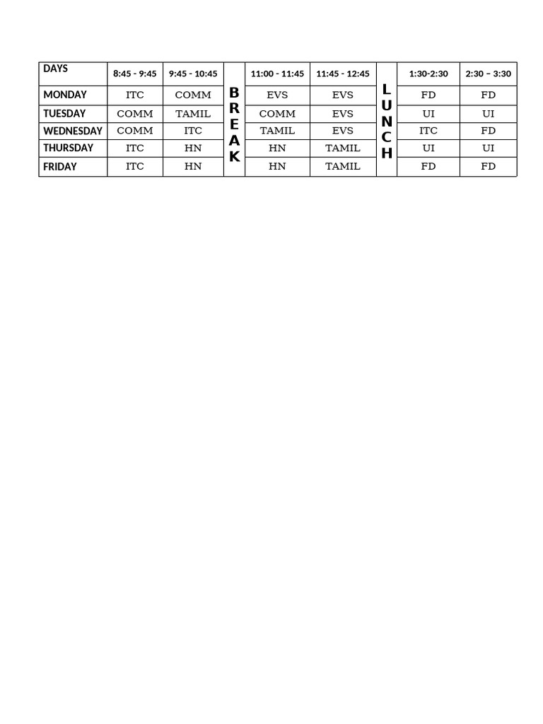 Time Table | PDF