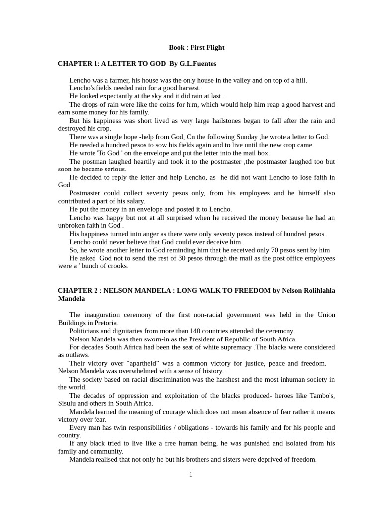 First Flight Book Key Points | PDF | Nelson Mandela | Tea