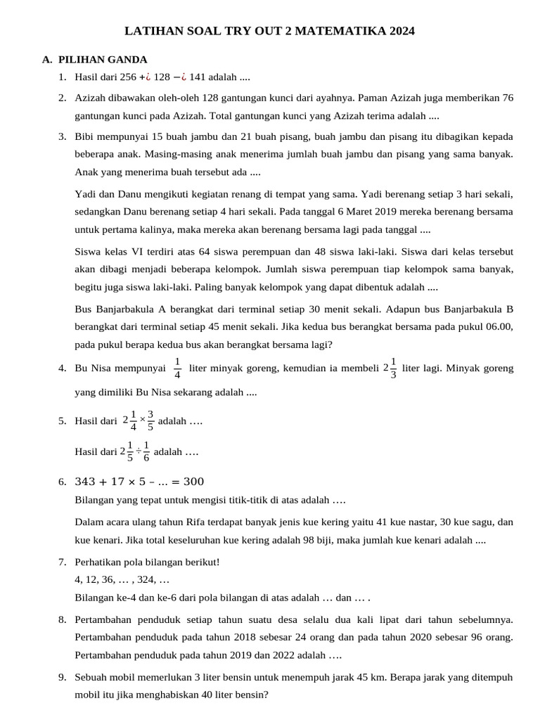 Soal Latihan TO 2 MTK | PDF