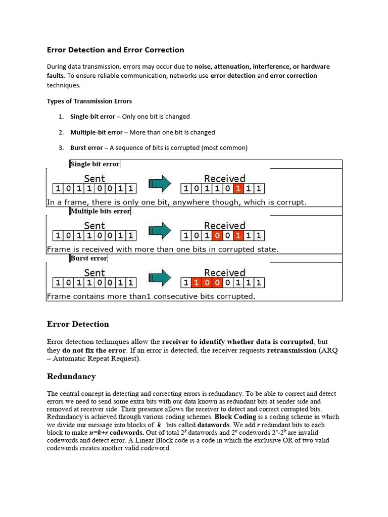 Error Detection and Error Correction | PDF | Error Detection And ...