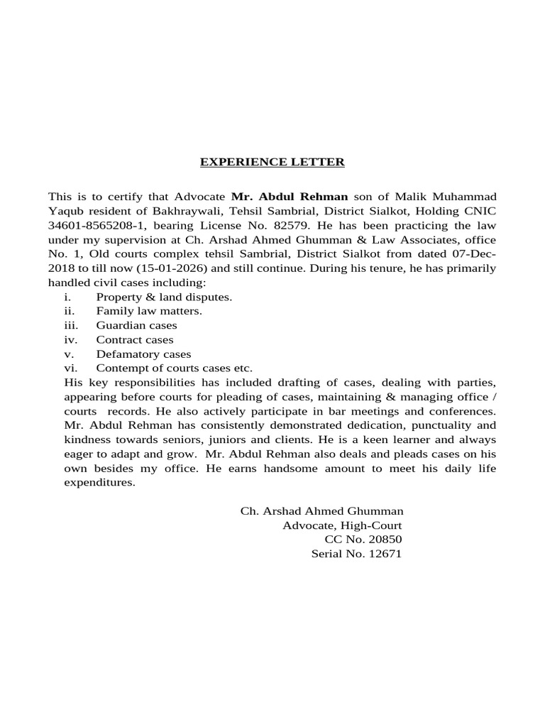 Experience Letter | PDF
