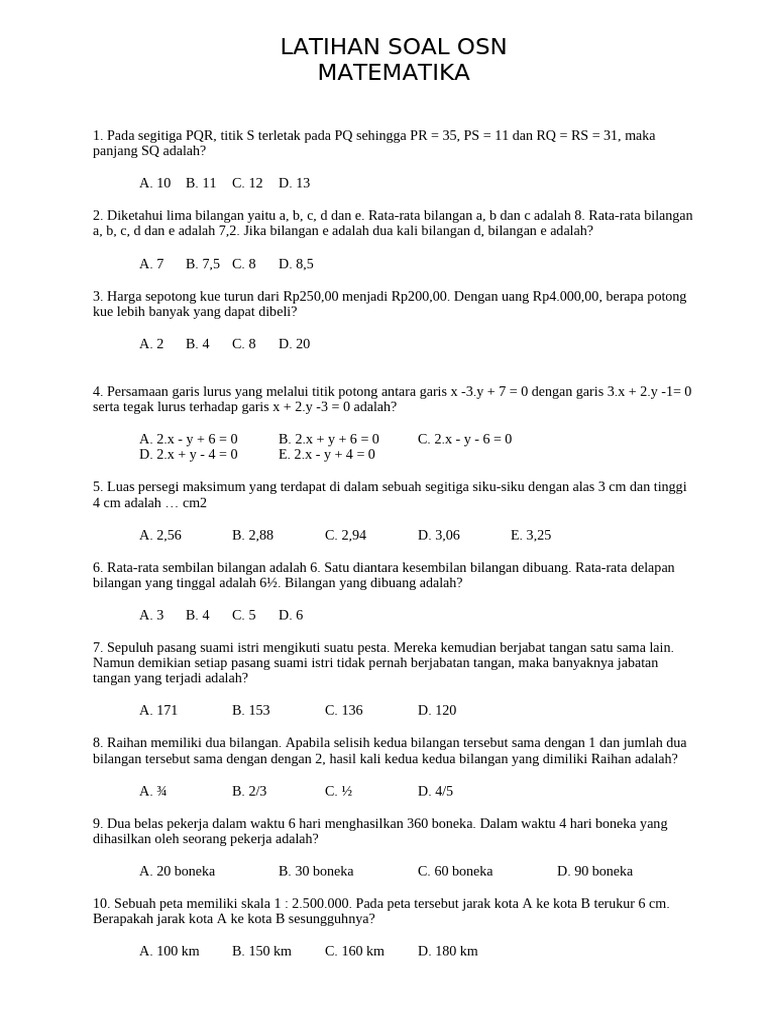 Latihan Soal Osn | PDF