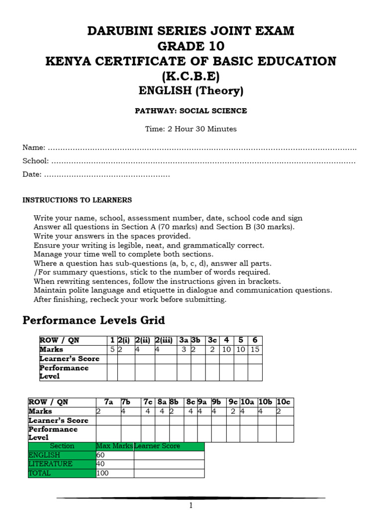 d002 Grade 10 Eng Qs | PDF