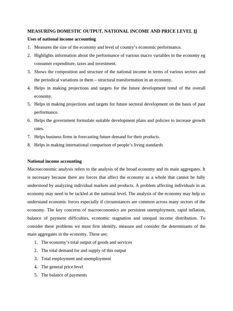 Handout II National Income Accounting | PDF | Gross Domestic Product ...