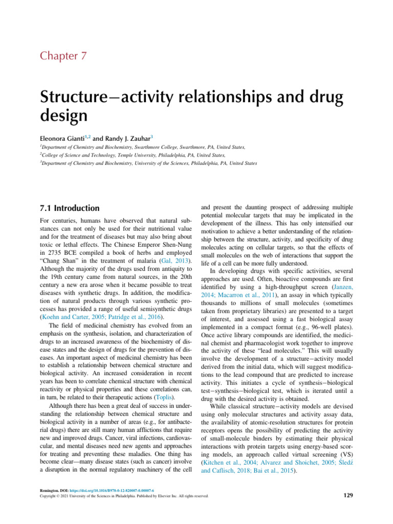 Chapter 7 - Structure Activity Relationships and Drug Design - 2021 ...