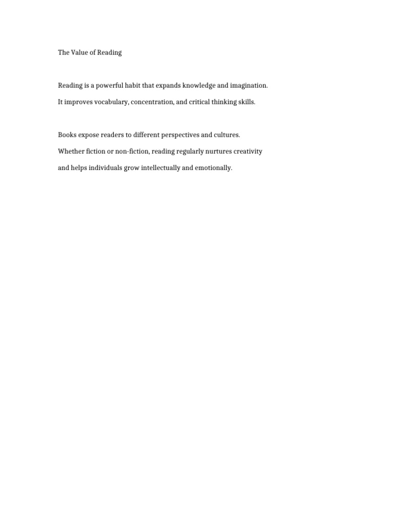 Document 5 Value of Reading | PDF