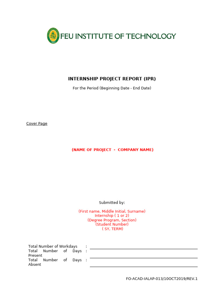 FO ACAD IALAP 013 REV.1 Internship Project Report Template | PDF