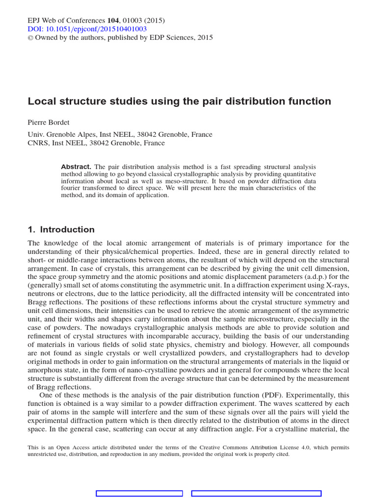 Local Structure Studies Using The Pair Distributio | PDF | X Ray ...
