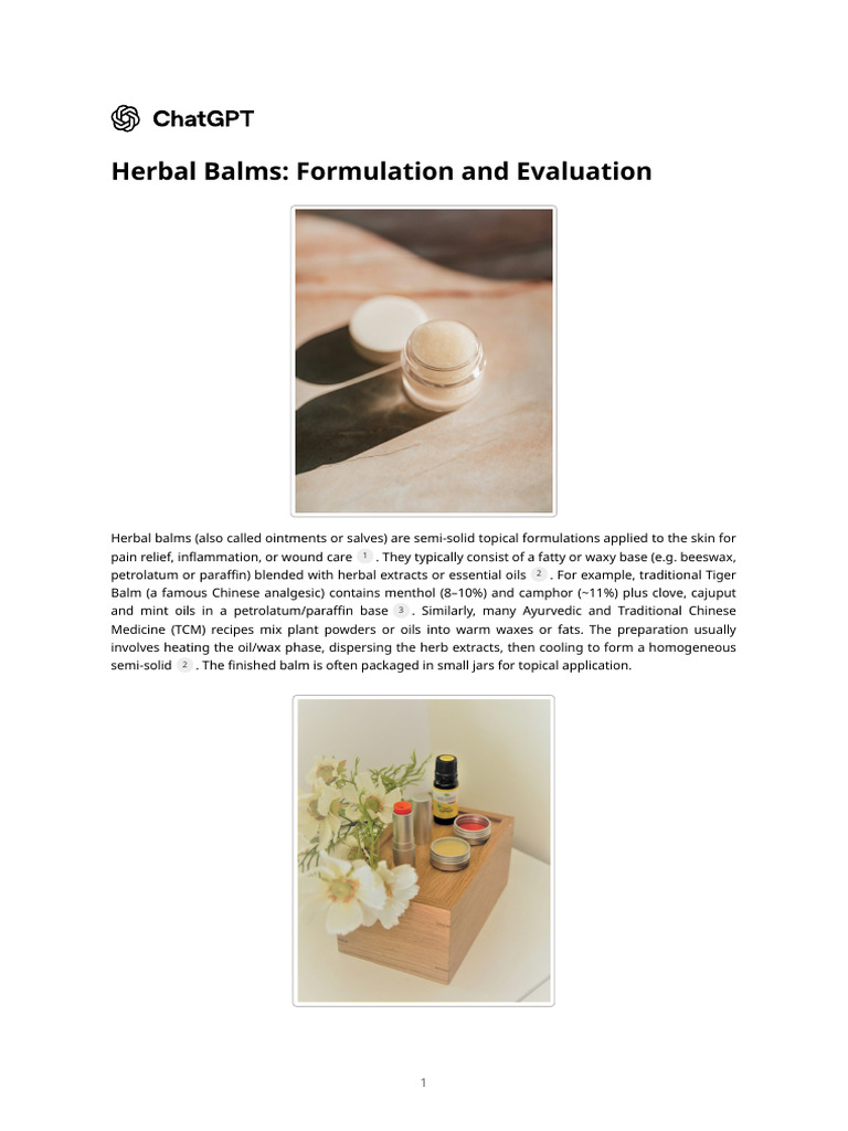 Herbal Balms - Formulation and Evaluation | PDF | Topical Medication ...