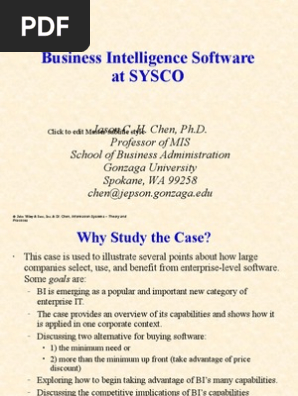 Bi Software At Sysco Business Intelligence Enterprise Resource Planning