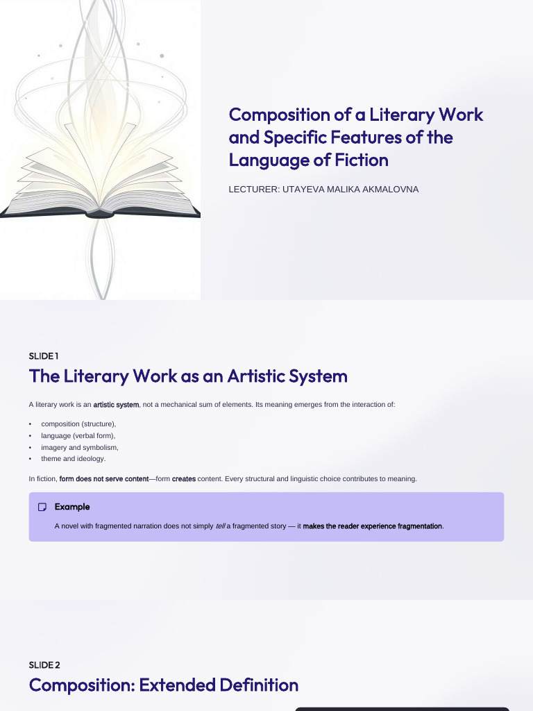 Composition of A Literary Work and Specific Features of The Language of ...