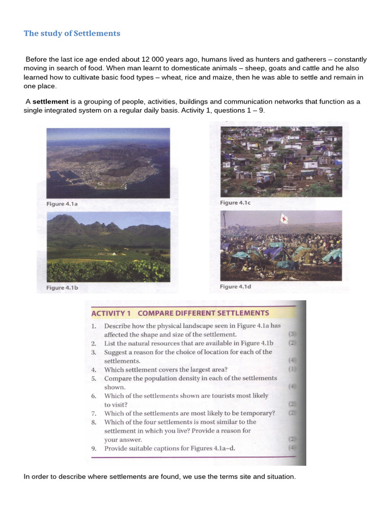 The Study of Settlements | PDF | Cost Of Living | City