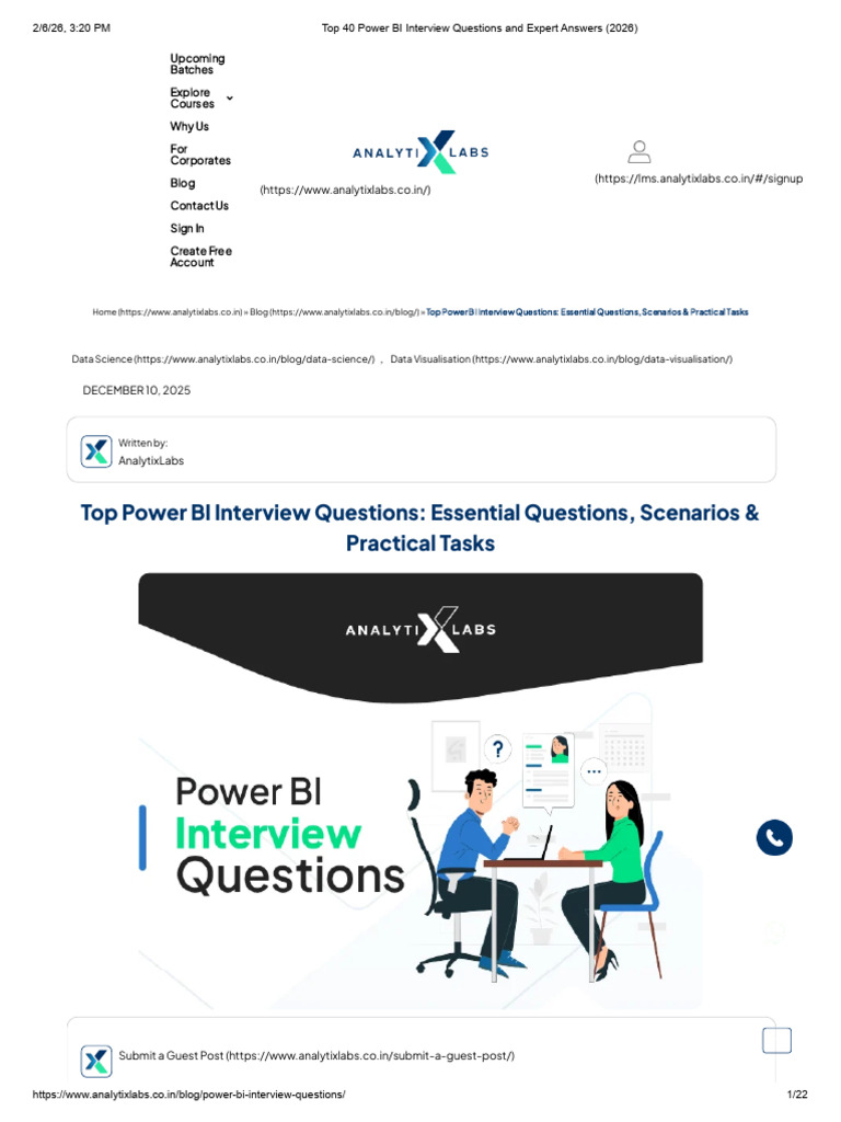 Top 40 Power BI Interview Questions and Expert Answers (2026) | PDF ...