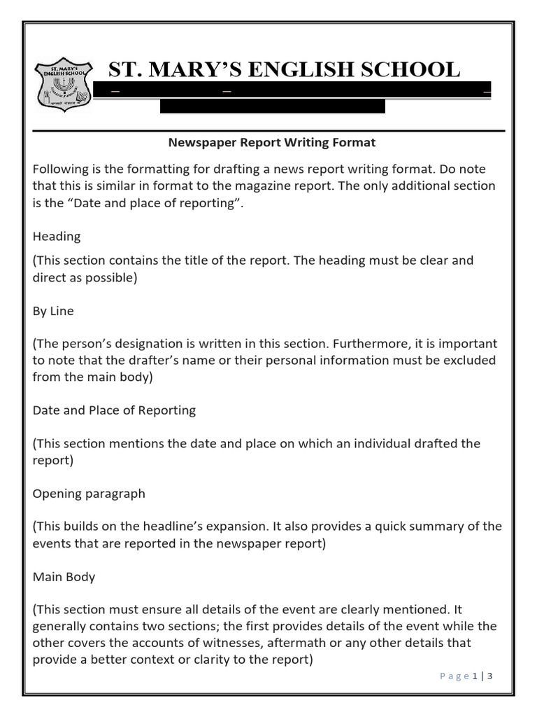 NEWSPAPERREPORTWRITING | PDF