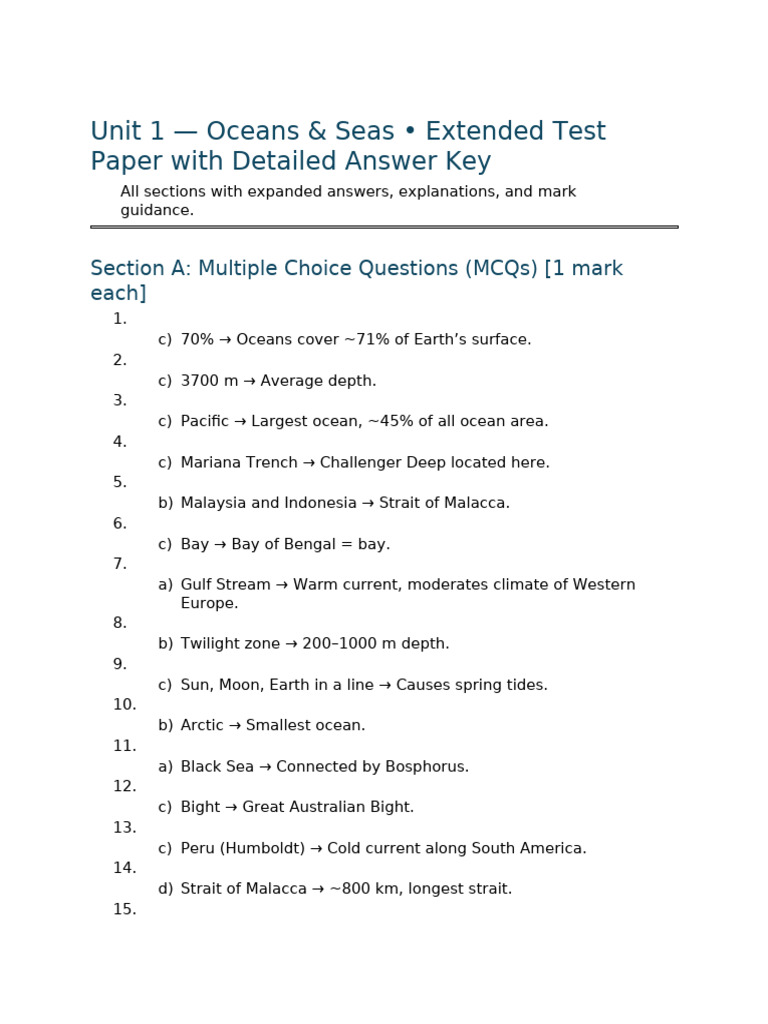 Unit 1 - Oceans & Seas Not) | PDF | Oceans | Sea