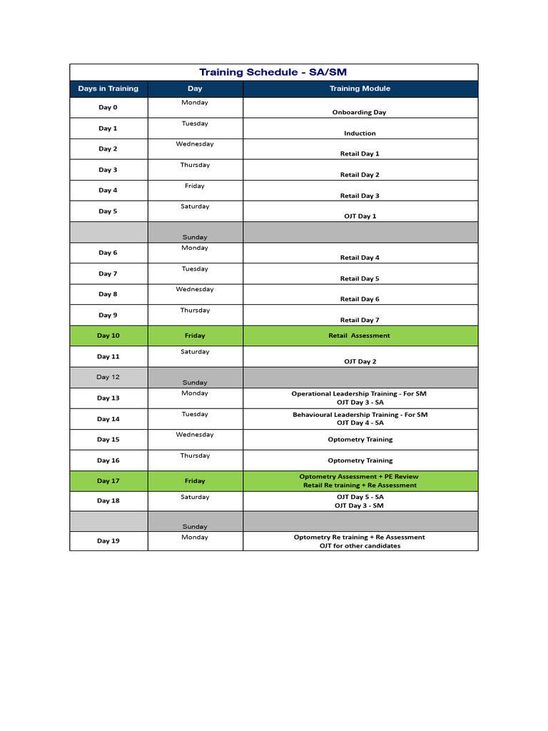 Batch Schedule - Format - SA - SM - Training Schedule - GGN - New | PDF
