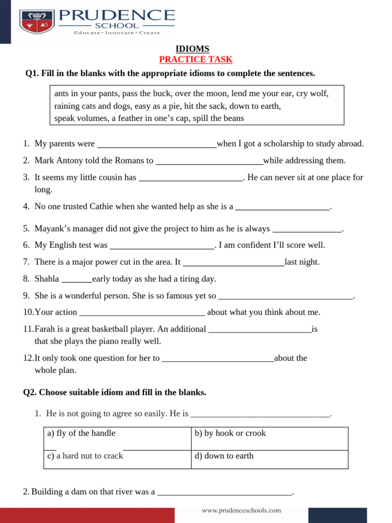 Idioms (Practice Task) | PDF | Chess Openings | Chess