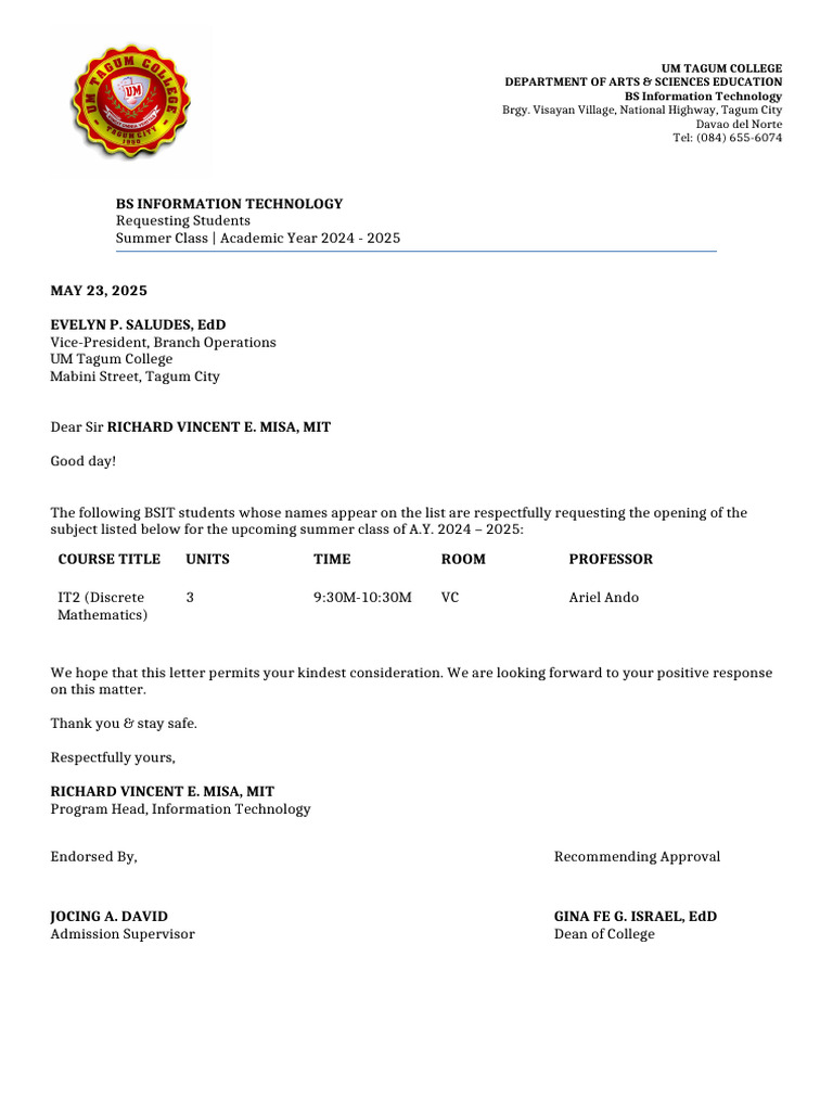 Summer Class Request Discrete Math | PDF