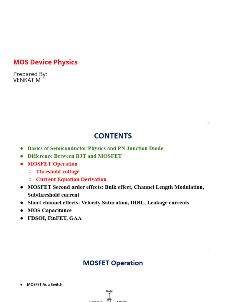 Session 1 MOSDP Operation | PDF | Mosfet | Field Effect Transistor