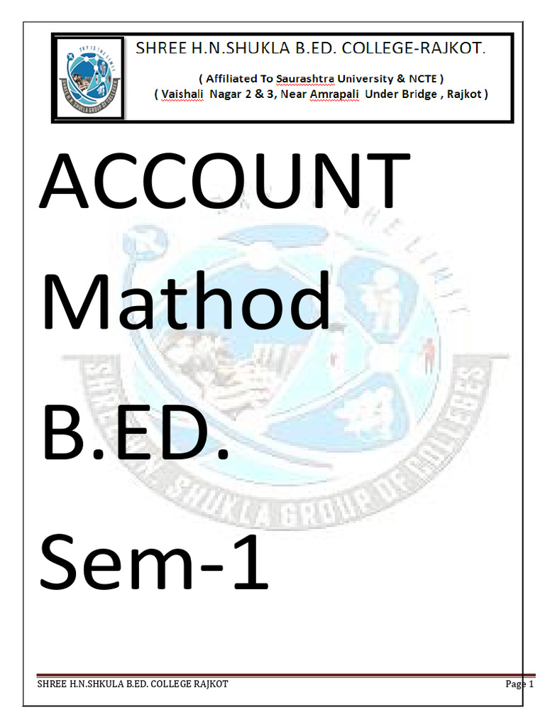 Bed Sem 1 Account Method Paper Material | PDF | Teachers | Learning