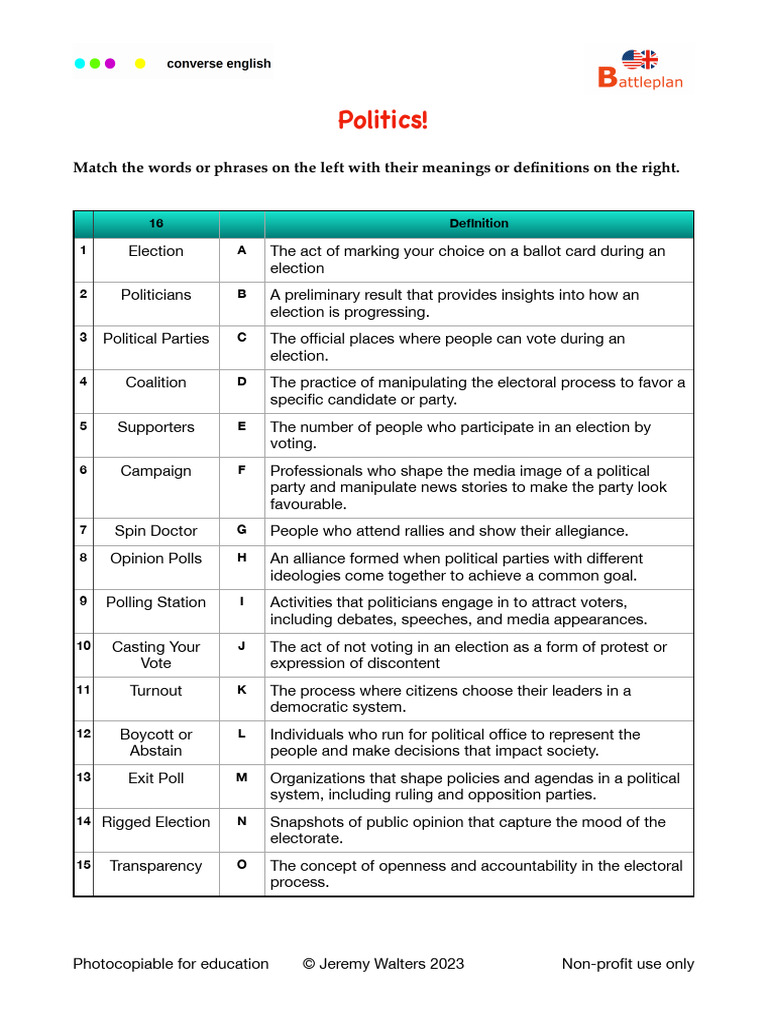 Politics Handout PDF | PDF | Elections | Political Parties