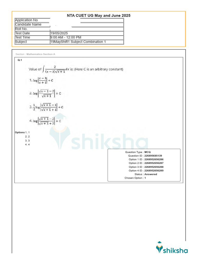Math Pyq 1 | PDF | Multiple Choice | Standardized Tests