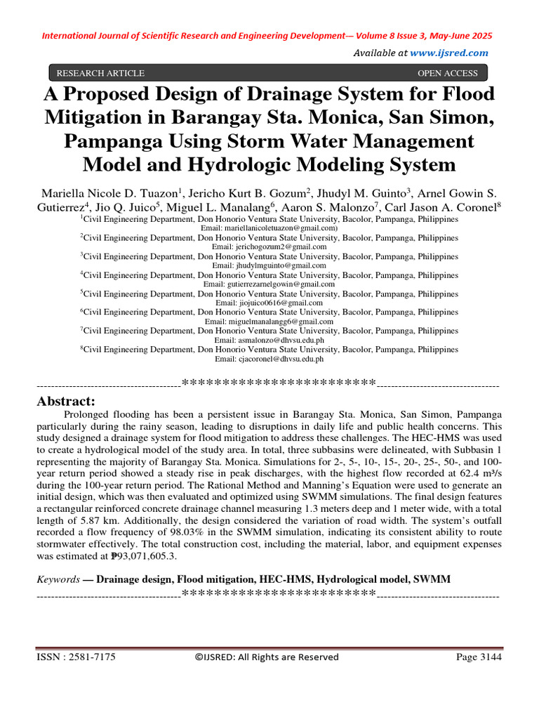 A Proposed Design of Drainage System For Flood Mitigation in Pampanga ...