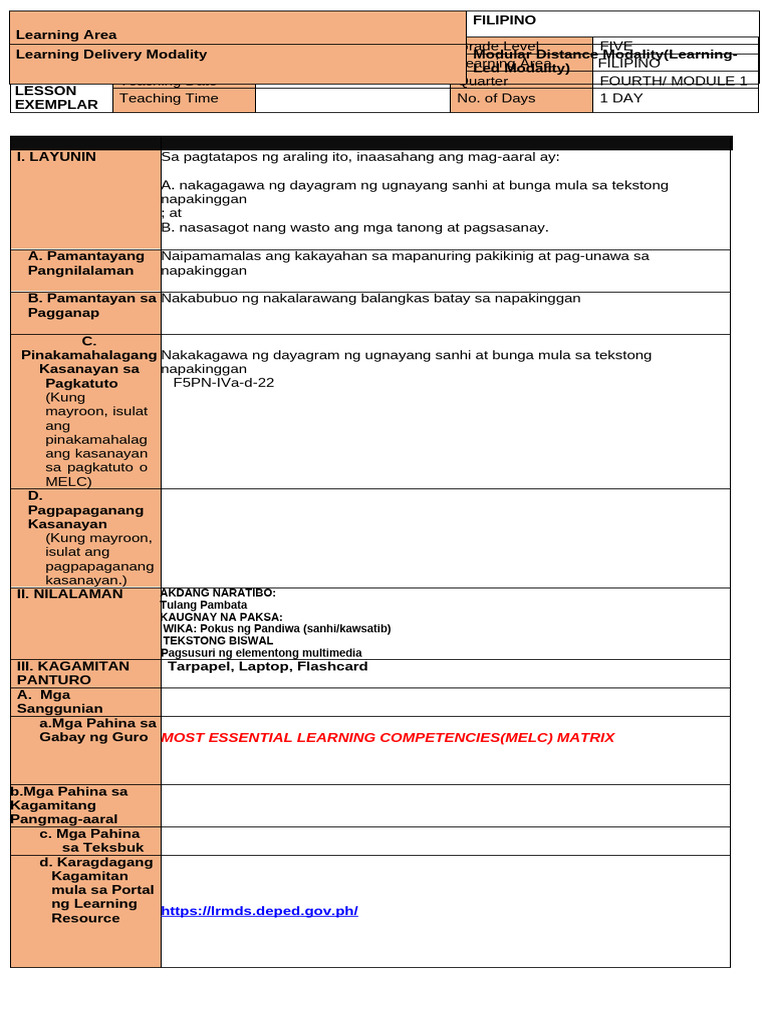 Cot Filipino 5 M 4 q4 | PDF