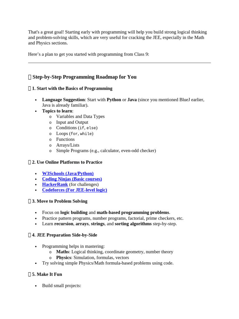 Roadmap To Coding Programming Iit | PDF