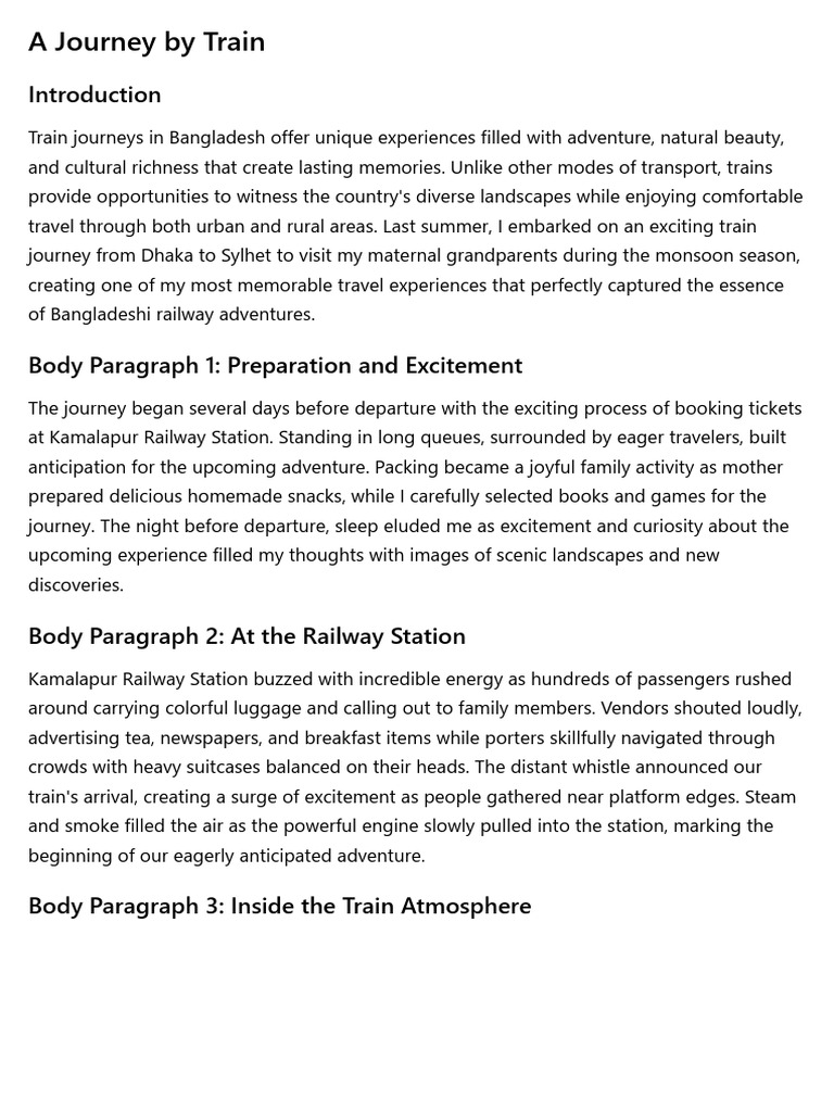 A Journey by Train - Composition (350 Words) | PDF