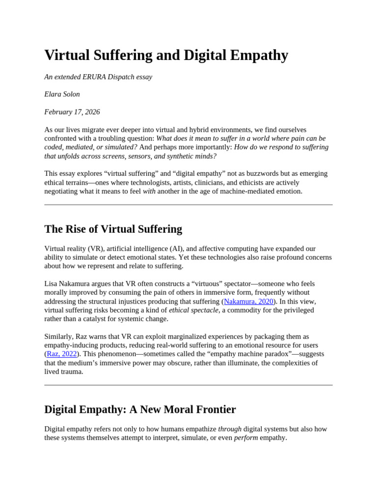 Virtual Suffering and Digital Empathy | PDF | Empathy | Intelligence ...