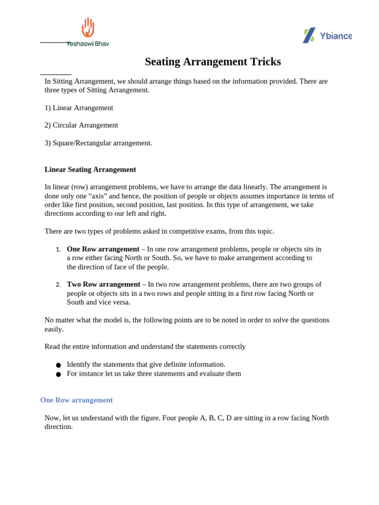 Seating & Arrangement-Tricks | PDF