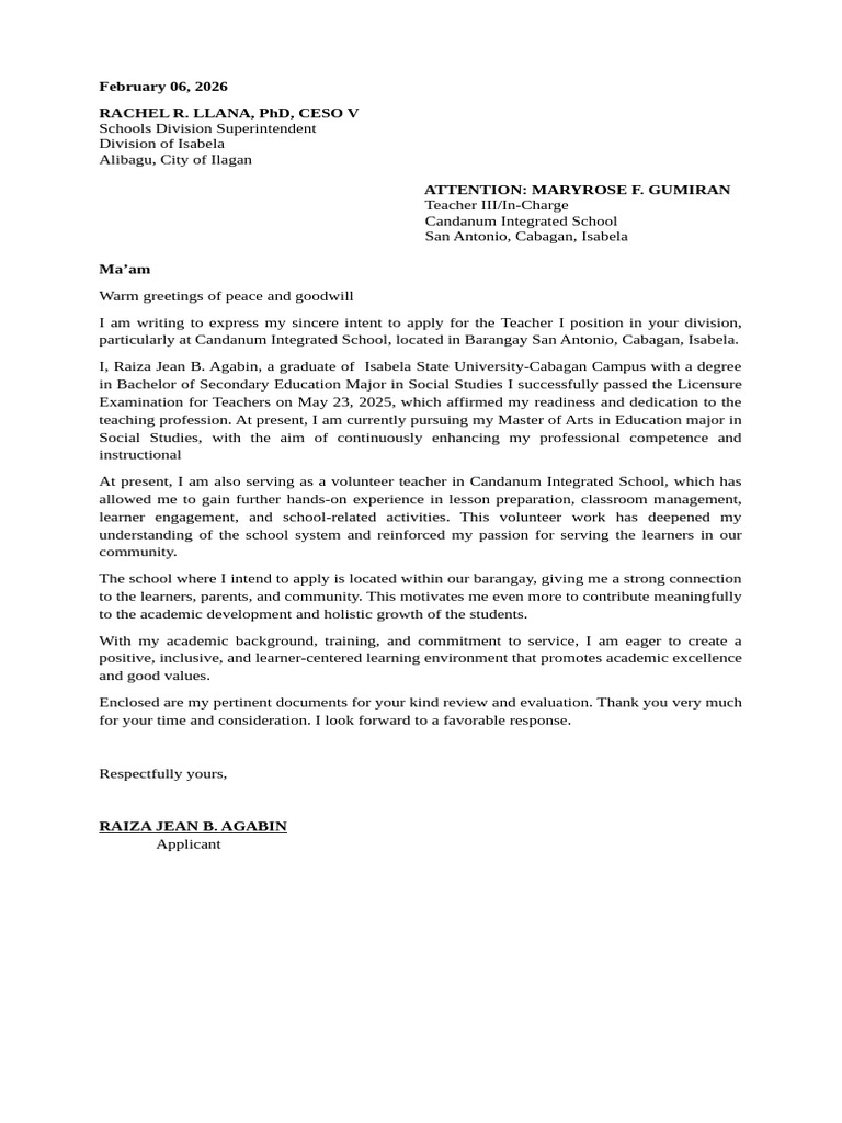 Letter of Intent | PDF