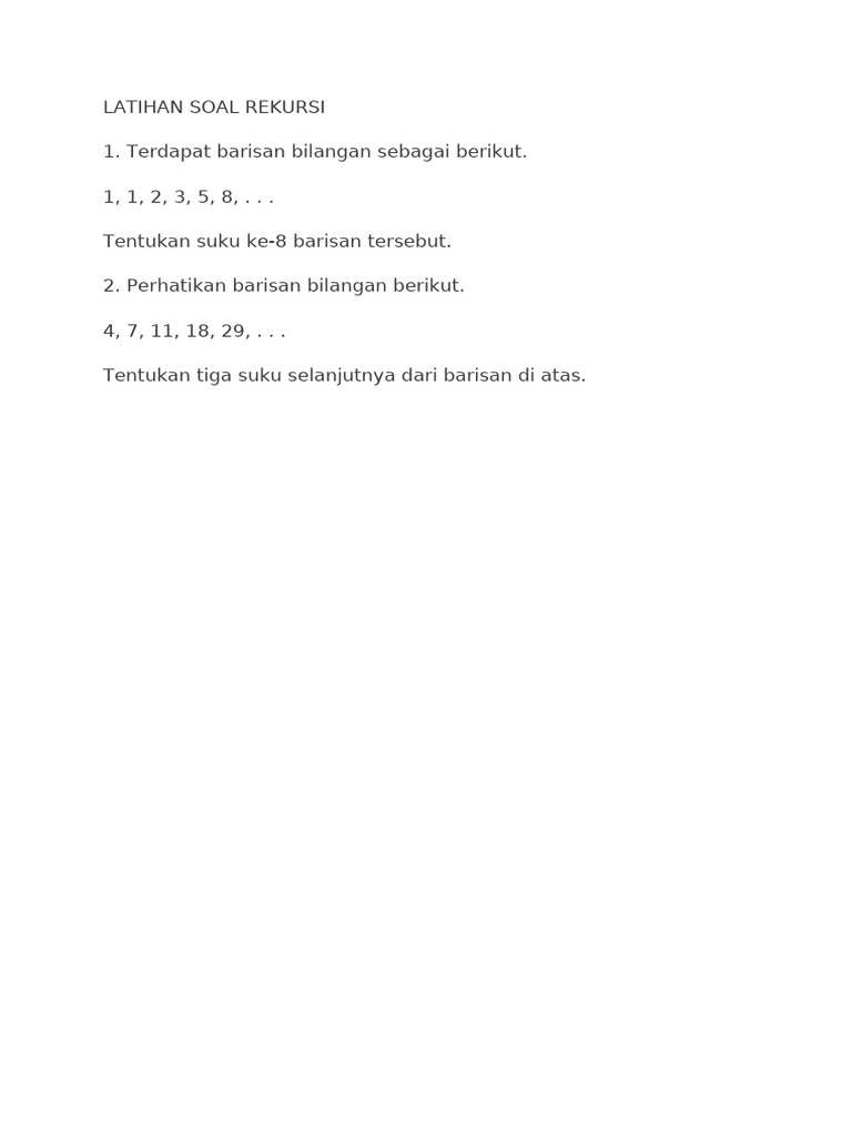 Latihan Soal Rekursi | PDF