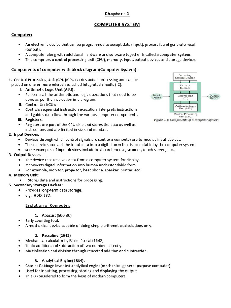 Chapter - 1 Computer System | PDF | Computer Data Storage | Graphical ...