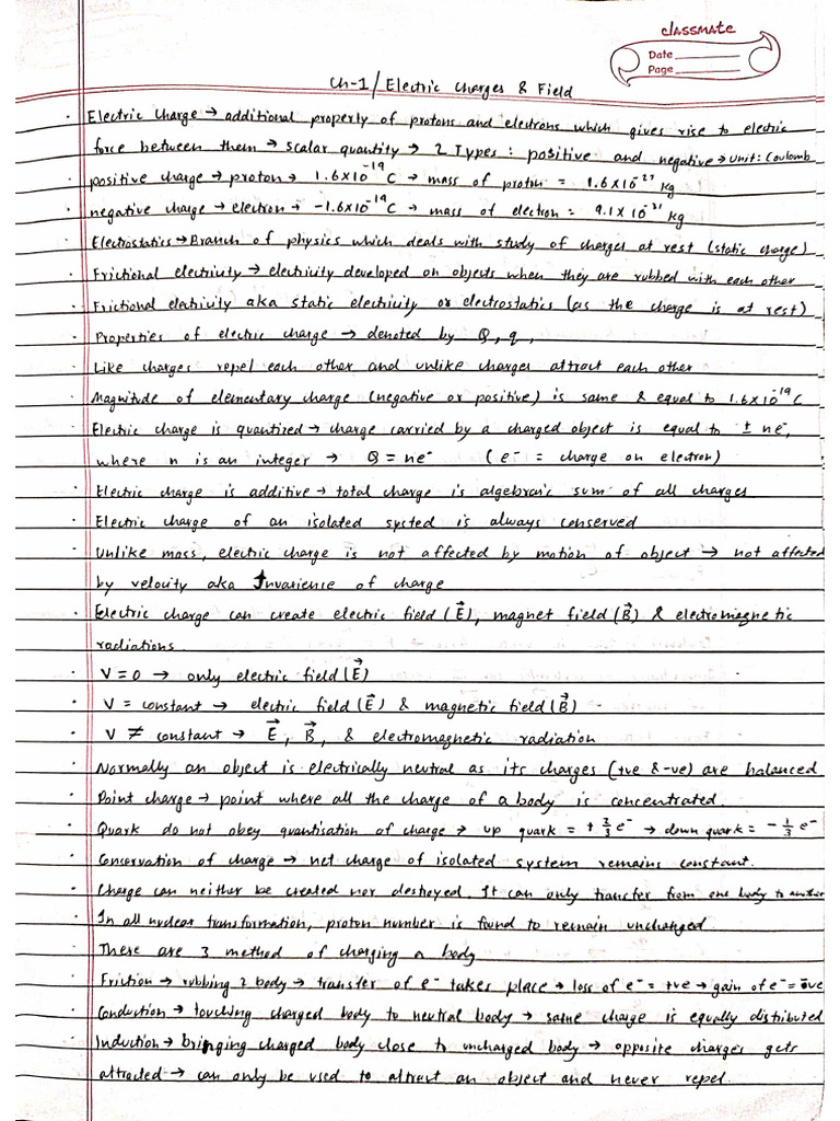 Class 12 Physics CBSE Board Complete Notes | PDF