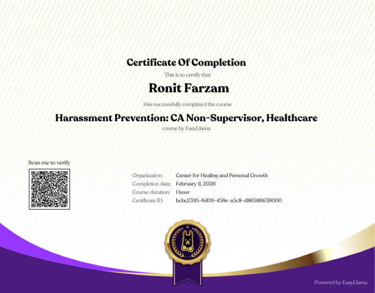Certificate DR Ronit | PDF