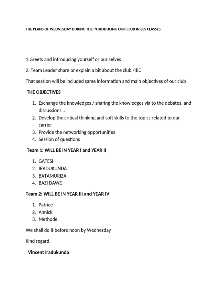 The Plans of Wednesday | PDF