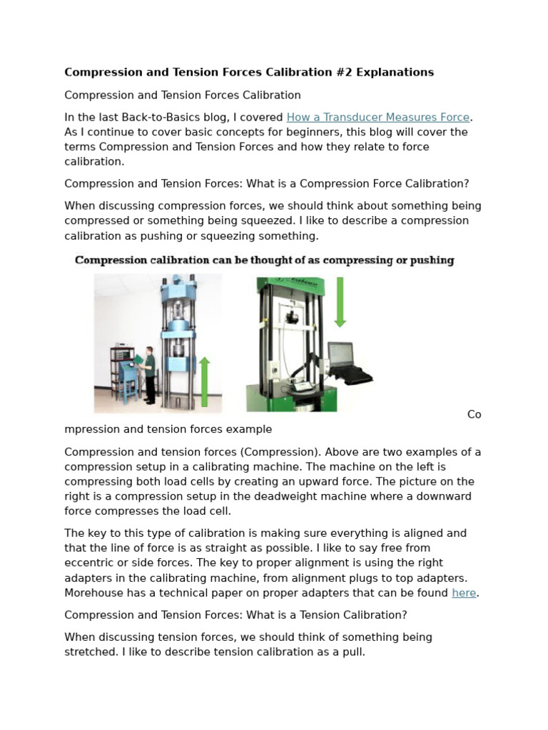 Compression and Tension Forces Calibration | PDF | Calibration | Force