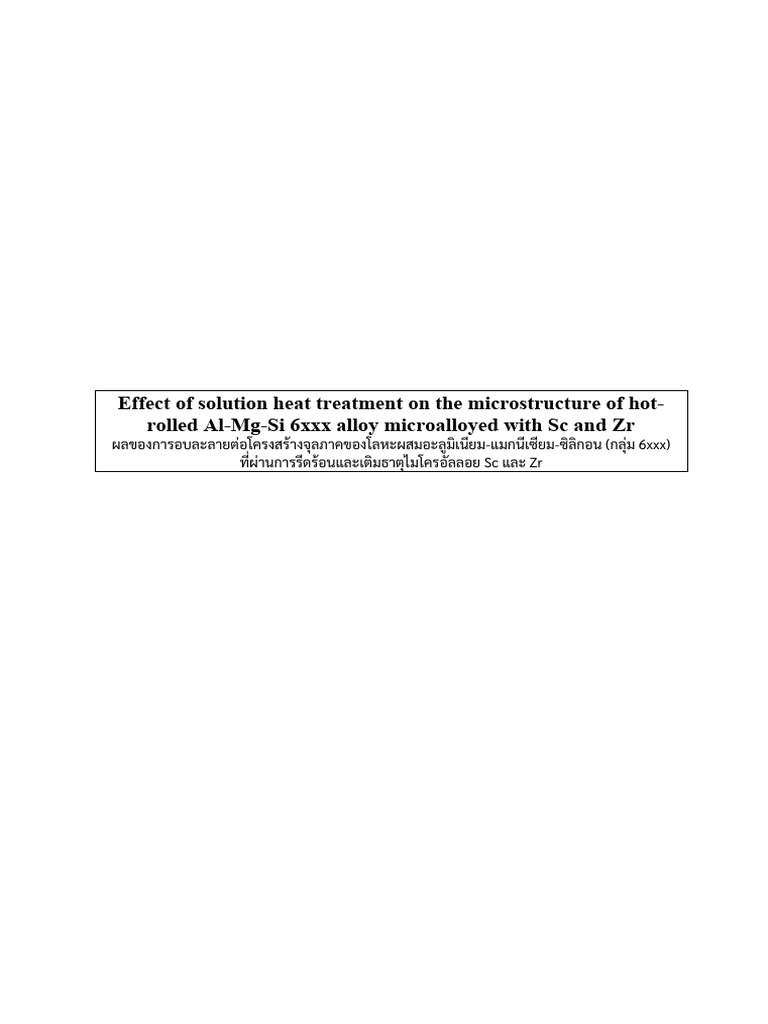 Effect of Solution Heat Treatment On The Microstructure of Hot | PDF