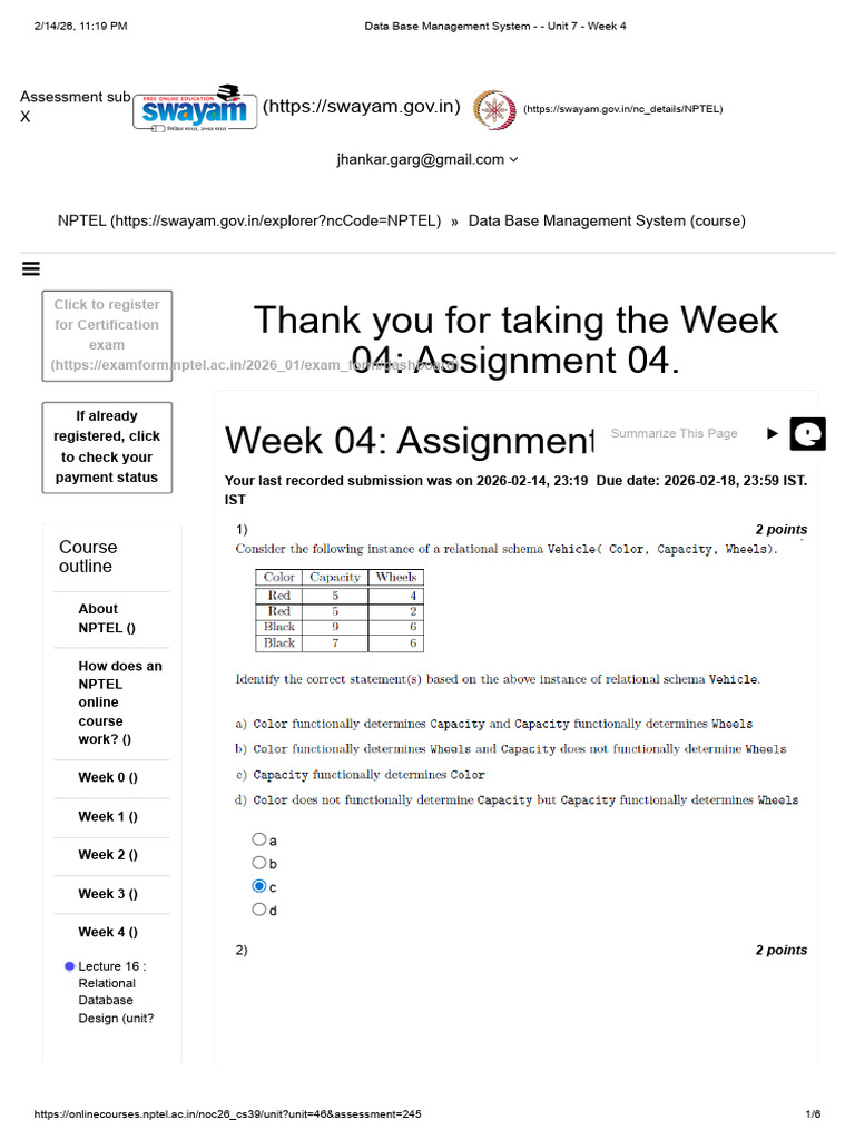 Data Base Management System - Unit 7 - Week 4 | PDF