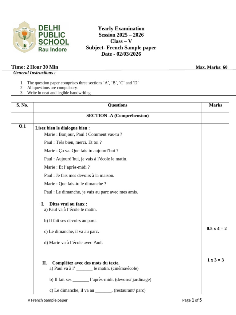 DPS Final Exam Sample Paper | PDF | Linguistique