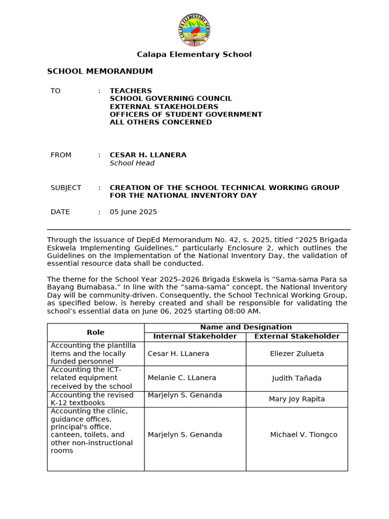 Template 3 - Memo For Creation of STWG | PDF